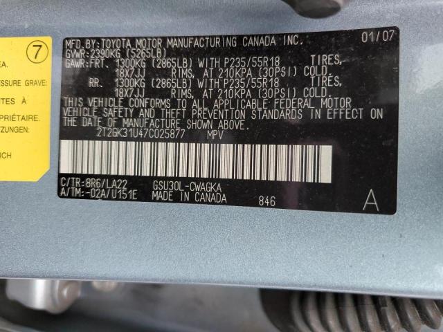 Photo 10 from auction – 2007 LEXUS RX 350 with VIN 2T2GK31U47C025877