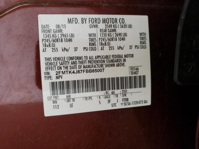 Photo 10 from auction – 2015 FORD EDGE SEL with VIN 2FMTK4J87FBB85007