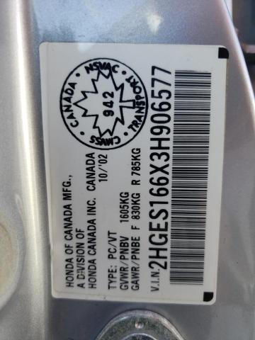 Photo 10 from auction – 2003 HONDA CIVIC LX with VIN 2HGES166X3H906577