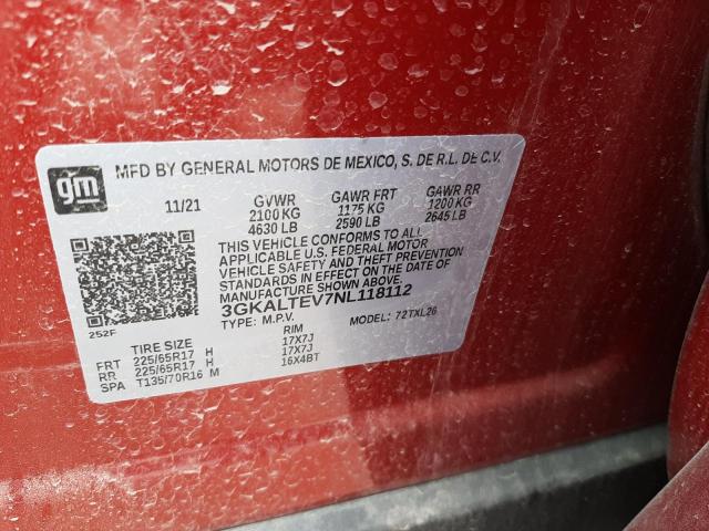 Photo 10 from auction – 2022 GMC TERRAIN SL with VIN 3GKALTEV7NL118112