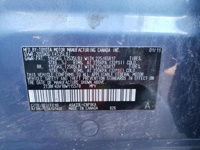 Photo 10 from auction – 2011 TOYOTA RAV4 with VIN 2T3BF4DV1BW115578