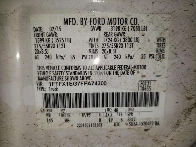 Photo 10 from auction – 2015 FORD F150 SUPER with VIN 1FTFX1EG7FFA74300