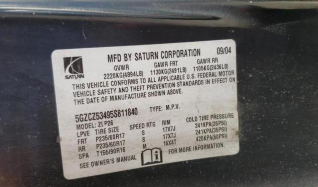 Photo 10 from auction – 2005 SATURN VUE with VIN 5GZCZ53495S811840