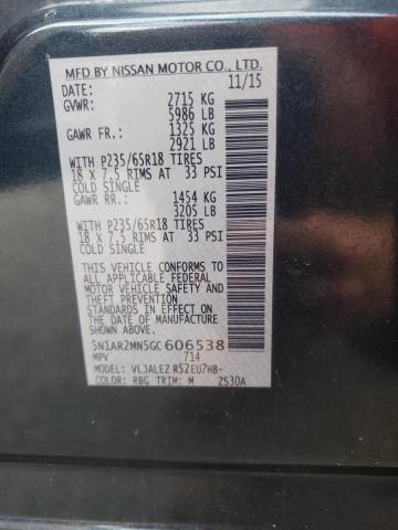 Photo 10 from auction – 2016 NISSAN PATHFINDER with VIN 5N1AR2MN5GC606538
