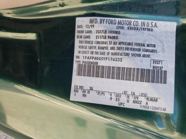 Photo 10 from auction – 2000 FORD MUSTANG with VIN 1FAFP4045YF176332