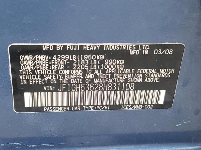 Photo 10 from auction – 2008 SUBARU IMPREZA OU with VIN JF1GH63628H831108