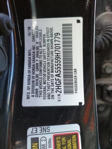 Photo 10 from auction – 2009 HONDA CIVIC SI with VIN 2HGFA55559H701779