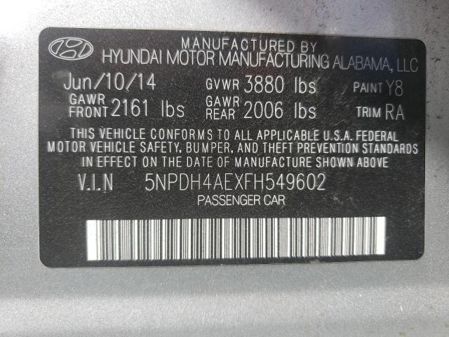 Photo 10 from auction – 2015 HYUNDAI ELANTRA SE with VIN 5NPDH4AEXFH549602