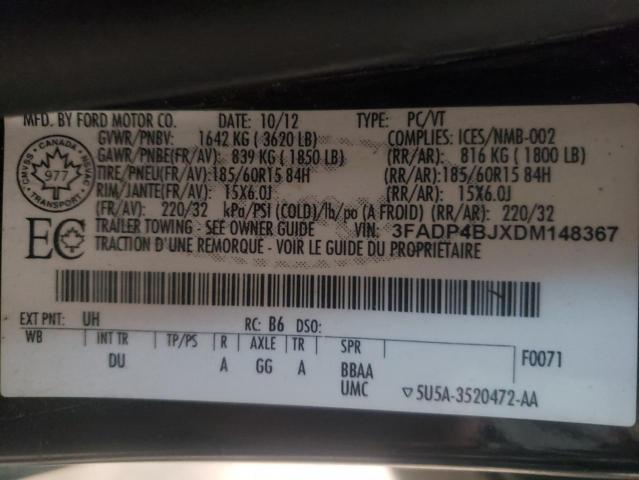Photo 10 from auction – 2013 FORD FIESTA SE with VIN 3FADP4BJXDM148367