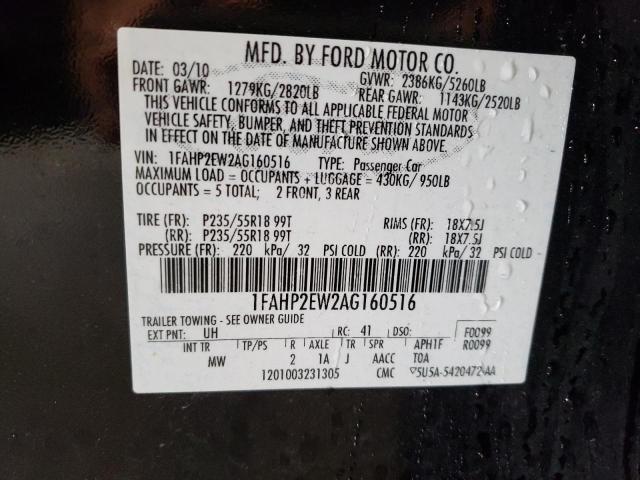 Photo 10 from auction – 2010 FORD TAURUS SEL with VIN 1FAHP2EW2AG160516
