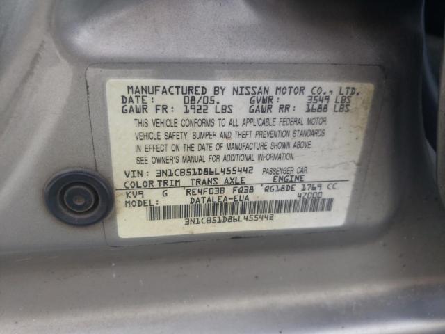 Photo 10 from auction – 2006 NISSAN SENTRA with VIN 3N1CB51D86L455442