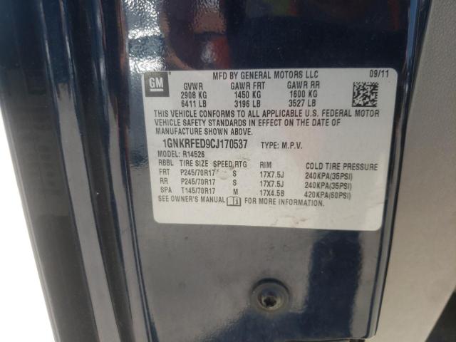 Photo 10 from auction – 2012 CHEVROLET TRAVERSE L with VIN 1GNKRFED9CJ170537