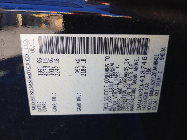 Photo 10 from auction – 2012 NISSAN ALTIMA BAS with VIN 1N4AL2AP3CN418746