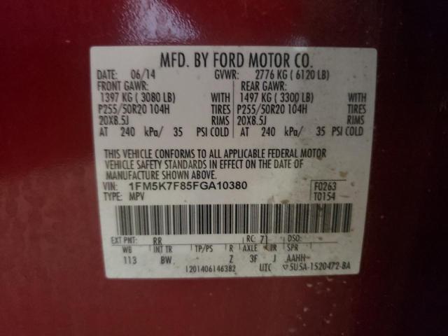 Photo 10 from auction – 2015 FORD EXPLORER L with VIN 1FM5K7F85FGA10380