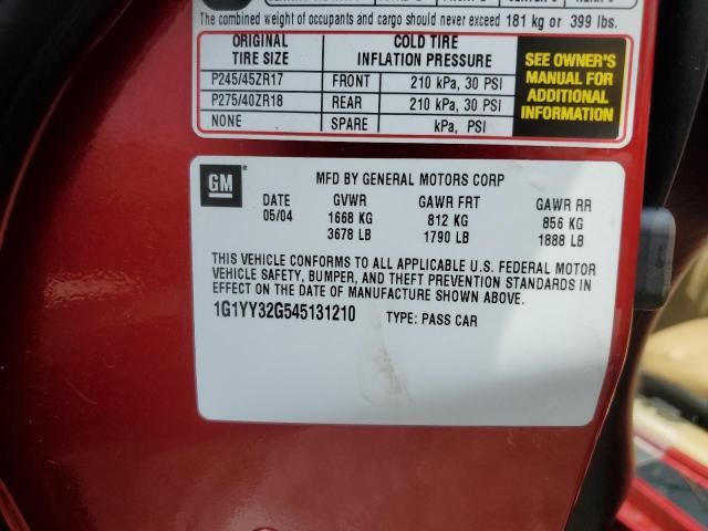Photo 10 from auction – 2004 CHEVROLET CORVETTE with VIN 1G1YY32G545131210