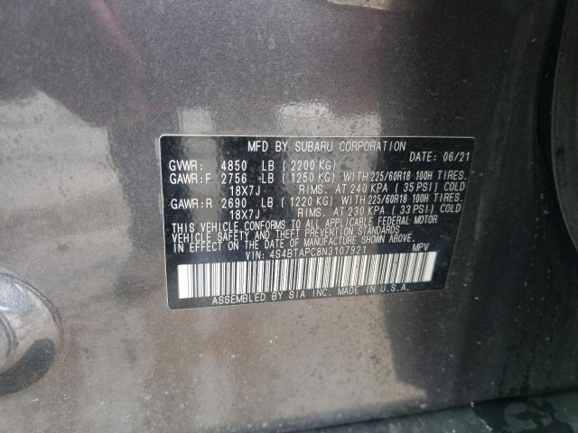 Photo 10 from auction – 2022 SUBARU OUTBACK TO with VIN 4S4BTAPC8N3107921