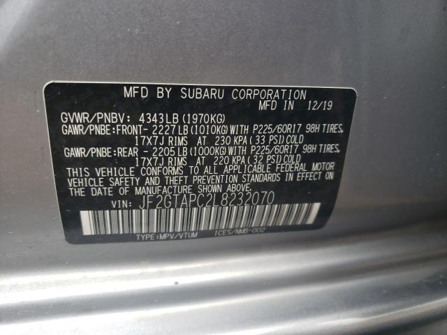 Photo 10 from auction – 2020 SUBARU CROSSTREK with VIN JF2GTAPC2L8232070