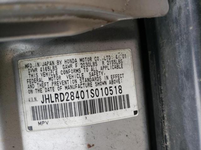 Photo 10 from auction – 2001 HONDA CR-V LX with VIN JHLRD28401S010518