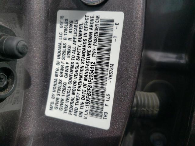 Photo 10 from auction – 2015 HONDA CIVIC EX with VIN 19XFB2F81FE254412