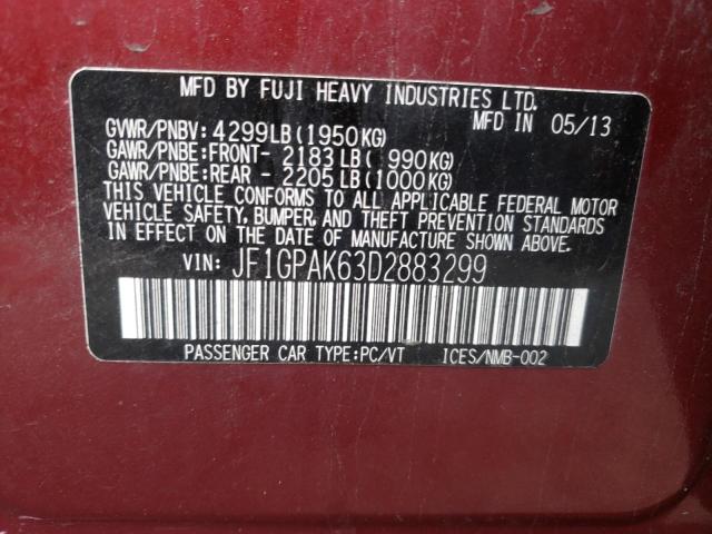 Photo 10 from auction – 2013 SUBARU IMPREZA LI with VIN JF1GPAK63D2883299