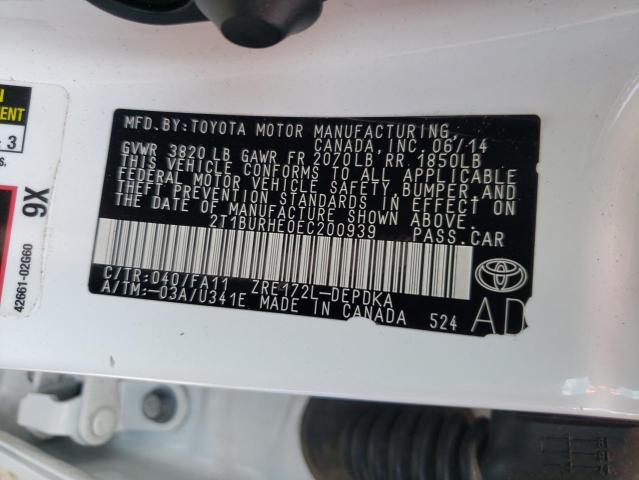 Photo 10 from auction – 2014 TOYOTA COROLLA L with VIN 2T1BURHE0EC200939