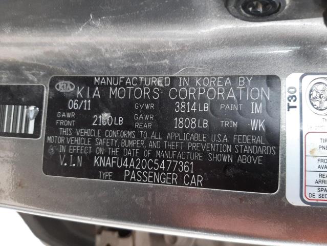 Photo 10 from auction – 2012 KIA FORTE EX with VIN KNAFU4A20C5477361