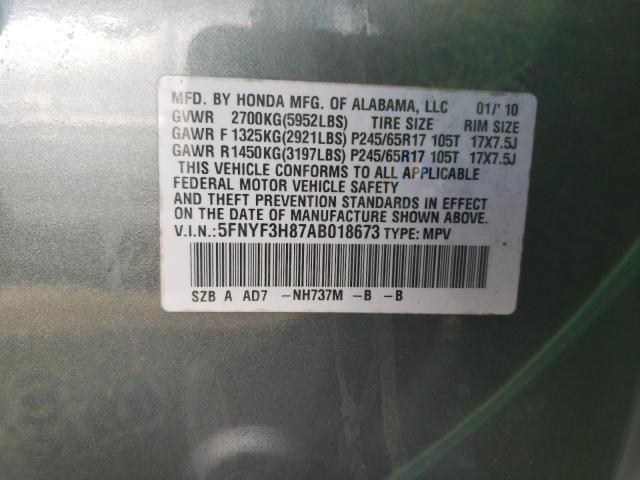 Photo 10 from auction – 2010 HONDA PILOT TOUR with VIN 5FNYF3H87AB018673