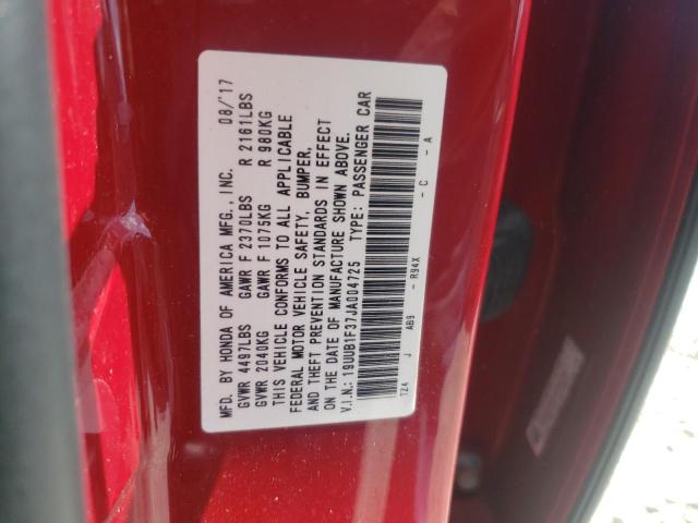 Photo 10 from auction – 2018 ACURA TLX with VIN 19UUB1F37JA004725