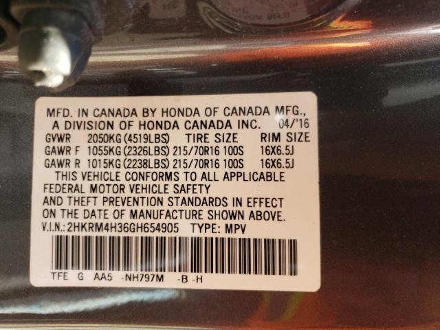 Photo 10 from auction – 2016 HONDA CR-V LX with VIN 2HKRM4H36GH654905