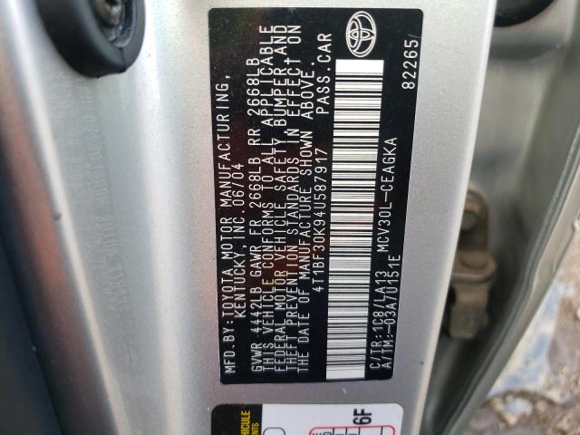 Photo 10 from auction – 2004 TOYOTA CAMRY LE with VIN 4T1BF30K94U587917