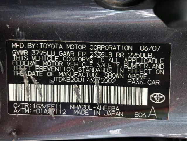 Photo 10 from auction – 2007 TOYOTA PRIUS with VIN JTDKB20U173275502