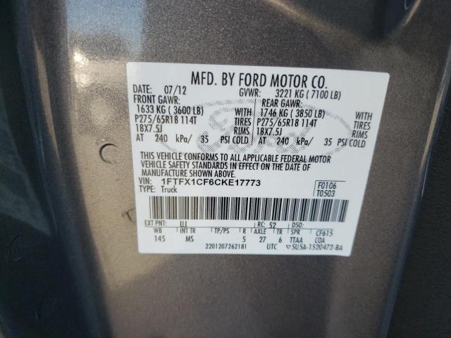 Photo 10 from auction – 2012 FORD F150 SUPER with VIN 1FTFX1CF6CKE17773