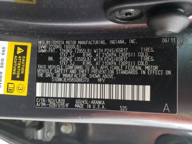 Photo 10 from auction – 2011 TOYOTA HIGHLANDER with VIN 5TDBK3EH5BS088370