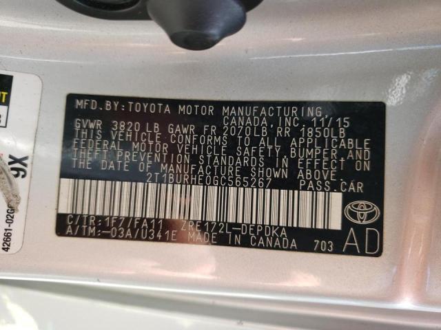 Photo 10 from auction – 2016 TOYOTA COROLLA L with VIN 2T1BURHE0GC565267
