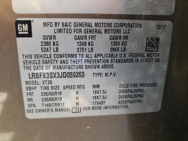 Photo 10 from auction – 2018 BUICK ENVISION P with VIN LRBFX3SX3JD059263