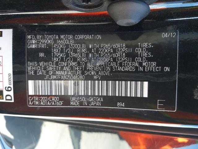 Photo 10 from auction – 2012 LEXUS GX 460 with VIN JTJBM7FX8C5048280