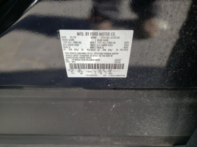 Photo 10 from auction – 2019 FORD EXPLORER X with VIN 1FM5K7D81KGB21036