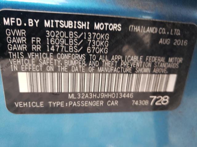 Photo 10 from auction – 2017 MITSUBISHI MIRAGE ES with VIN ML32A3HJ9HH013446