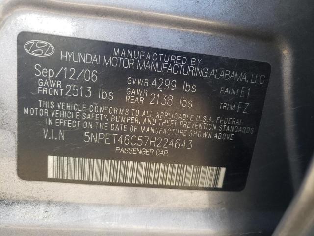 Photo 10 from auction – 2007 HYUNDAI SONATA GLS with VIN 5NPET46C57H224643