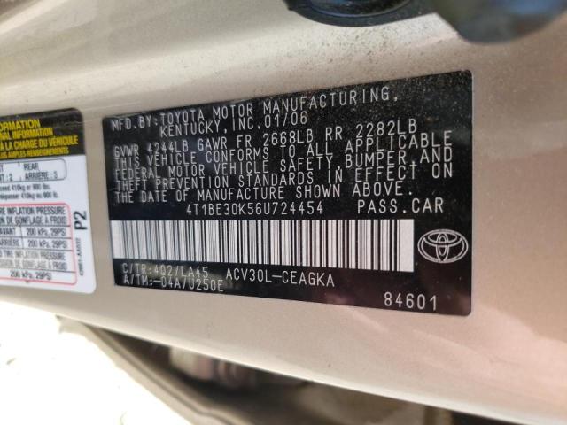 Photo 10 from auction – 2006 TOYOTA CAMRY LE with VIN 4T1BE30K56U724454