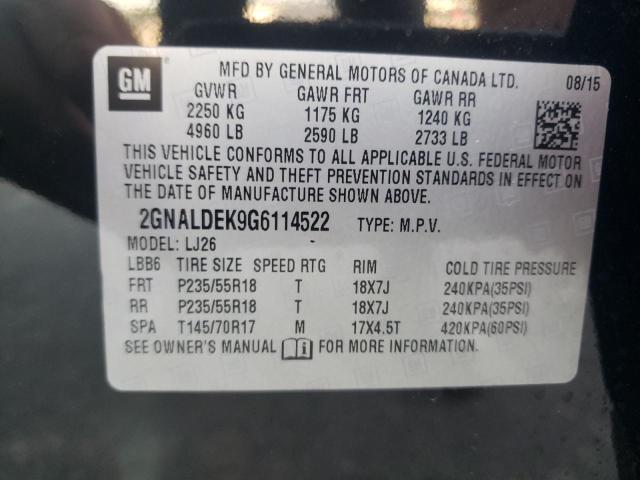 Photo 10 from auction – 2016 CHEVROLET EQUINOX LT with VIN 2GNALDEK9G6114522