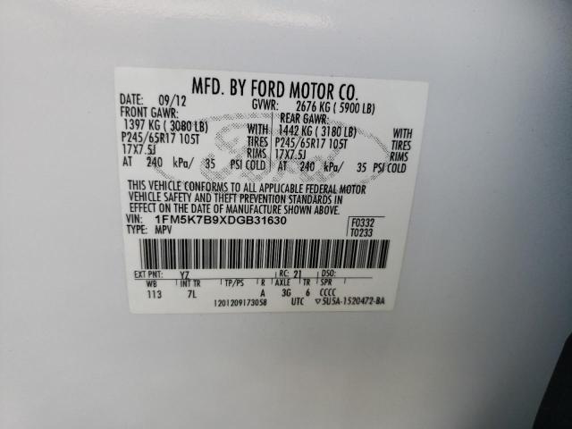 Photo 10 from auction – 2013 FORD EXPLORER with VIN 1FM5K7B9XDGB31630