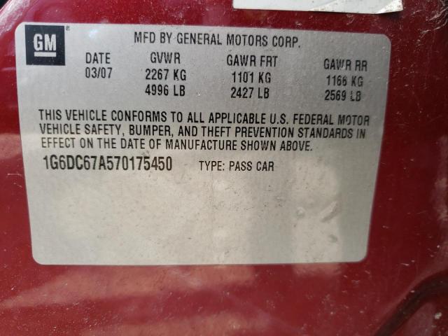 Photo 10 from auction – 2007 CADILLAC STS with VIN 1G6DC67A570175450