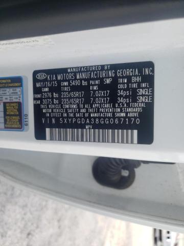 Photo 10 from auction – 2016 KIA SORENTO LX with VIN 5XYPGDA38GG067170