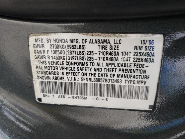 Photo 10 from auction – 2007 HONDA ODYSSEY TO with VIN 5FNRL38857B013493