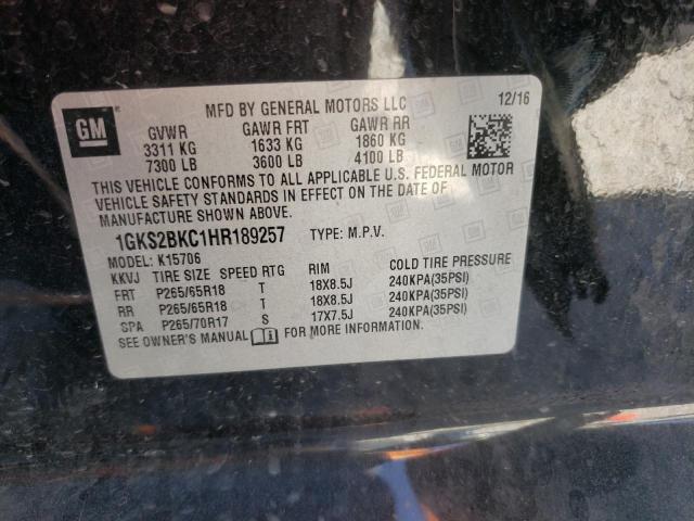 Photo 10 from auction – 2017 GMC YUKON SLT with VIN 1GKS2BKC1HR189257