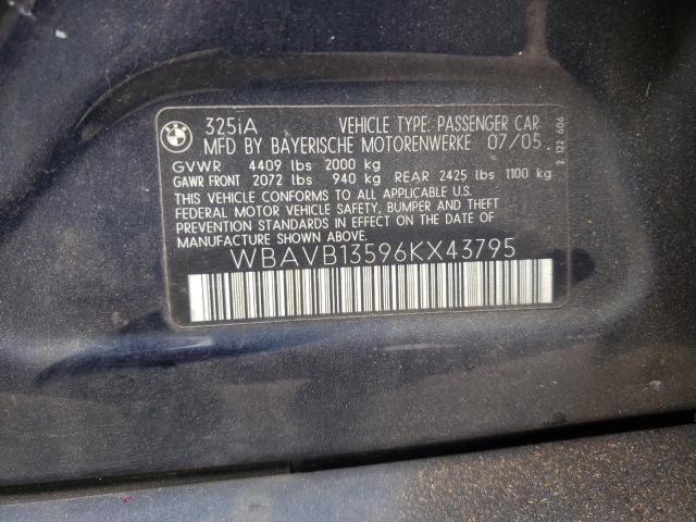Photo 10 from auction – 2006 BMW 325 I with VIN WBAVB13596KX43795