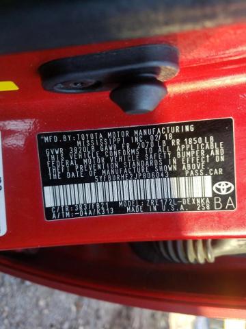 Photo 10 from auction – 2018 TOYOTA COROLLA L with VIN 5YFBURHE2JP806043