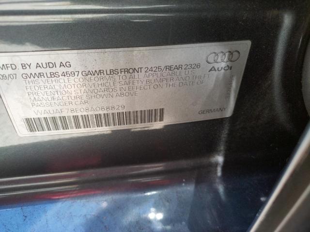 Photo 10 from auction – 2008 AUDI A4 2.0T with VIN WAUAF78E08A068829