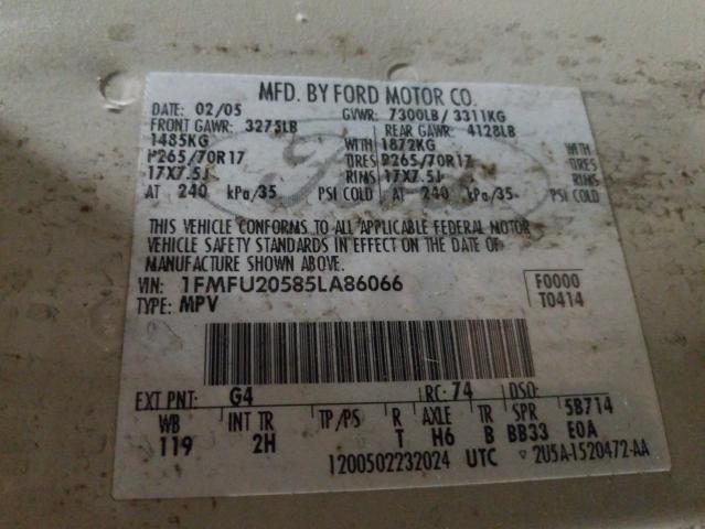 Photo 10 from auction – 2005 FORD EXPEDITION with VIN 1FMFU20585LA86066
